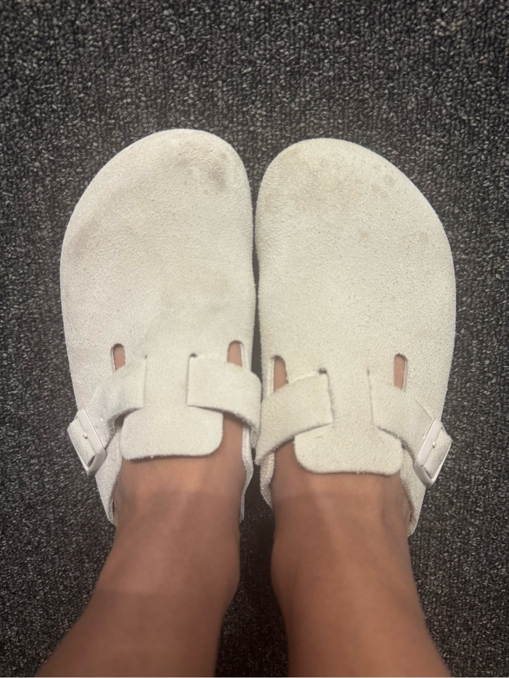 Birkenstock Cream Suede Boston Clogs - Picture 12 of 15